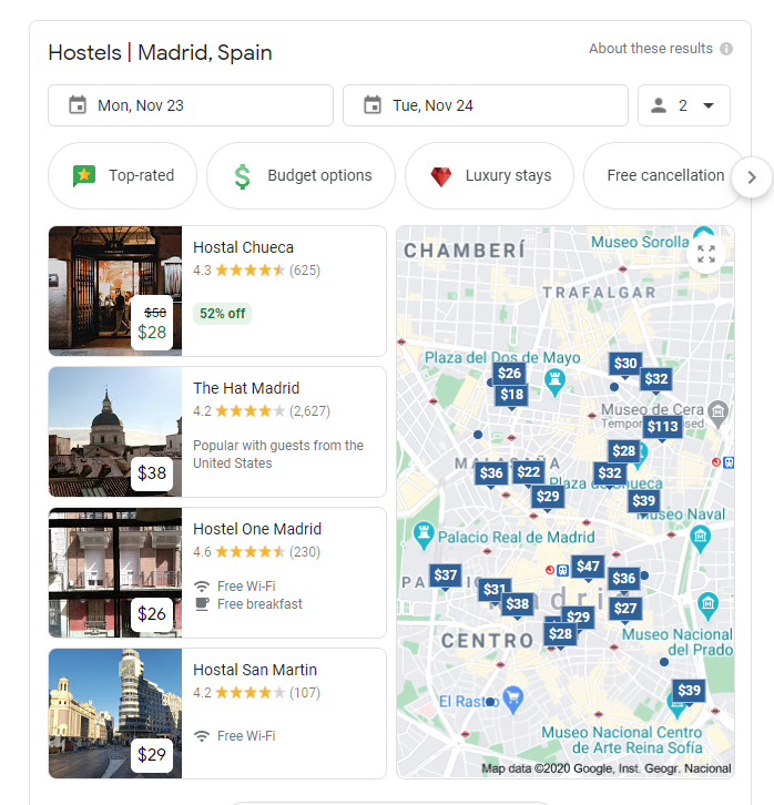 google hotel search example 2