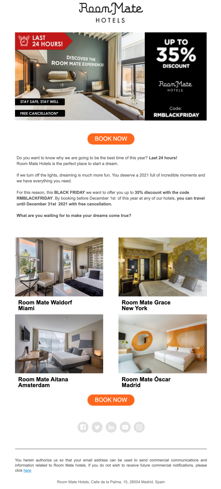 Room mate hotels email example